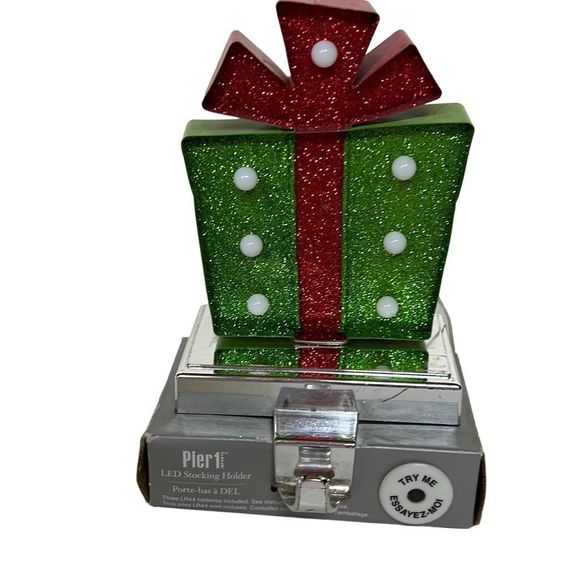 Pier 1 Holiday Pier Red Green Led Light Up Christmas Gift Stocking